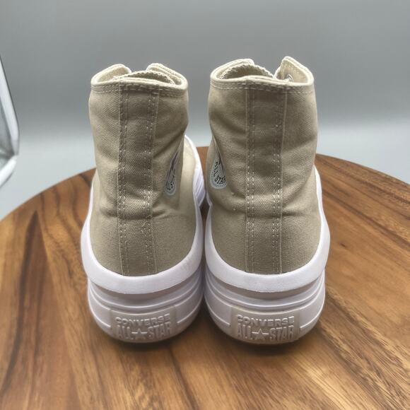 Converse CTAS All Star Lift Shoes Womens 10 Tan Canvas Hi Top Platform Sneakers - Picture 4 of 8
